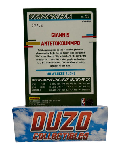 Giannis Antetokounmpo Blue Mojo /24 Paninin Donruss Optic 2023-24 No.53