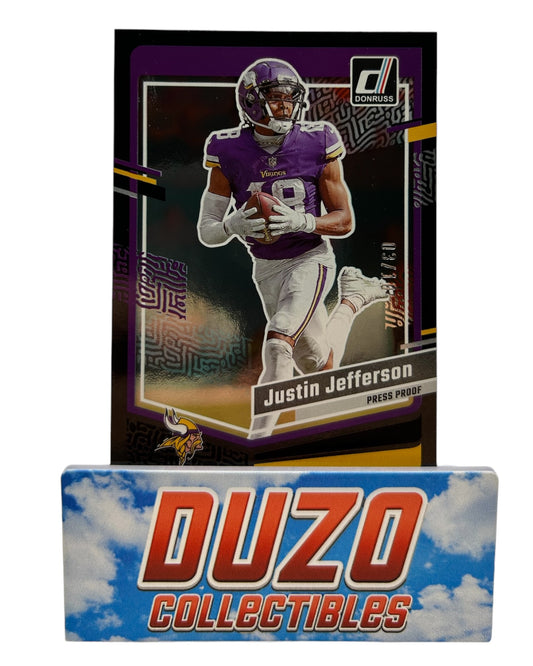 Justin Jefferson Press Proof Black /10 Panini Donruss 2023 Vikings