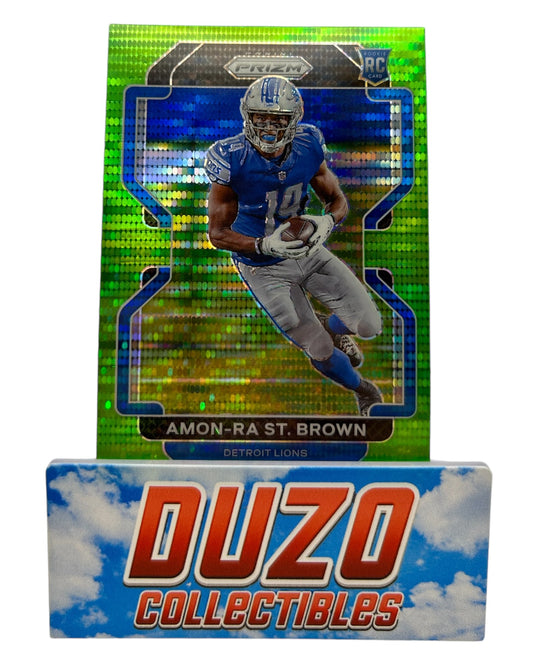 Amon-Ra St. Brown Rookie Prizm Green Pulsar Panini Prizm 2021 No.358