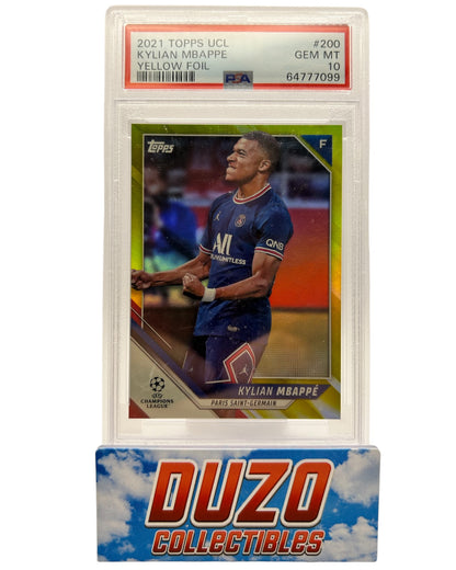 Kylian Mbappe Yellow Foil /250 2021 TOPPS UCL PSA10 #200 POP3