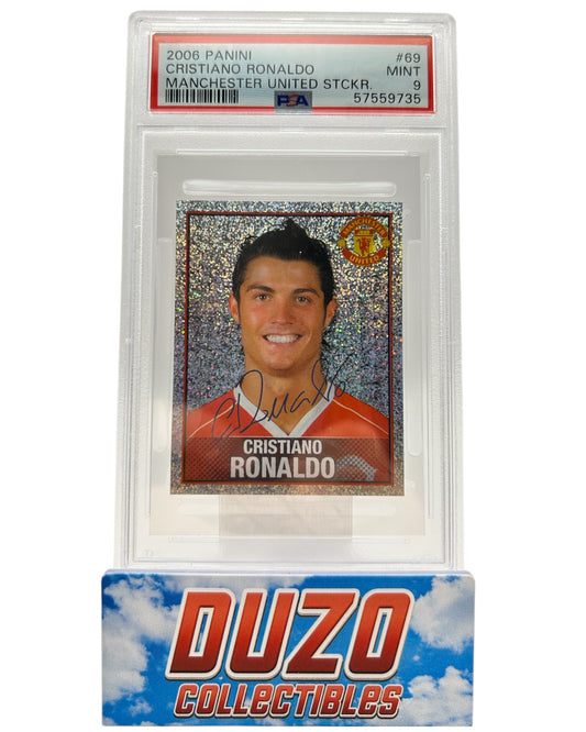 Cristiano Ronaldo Manchester United Print Autograph Sticker 2006 Panini PSA9 #69