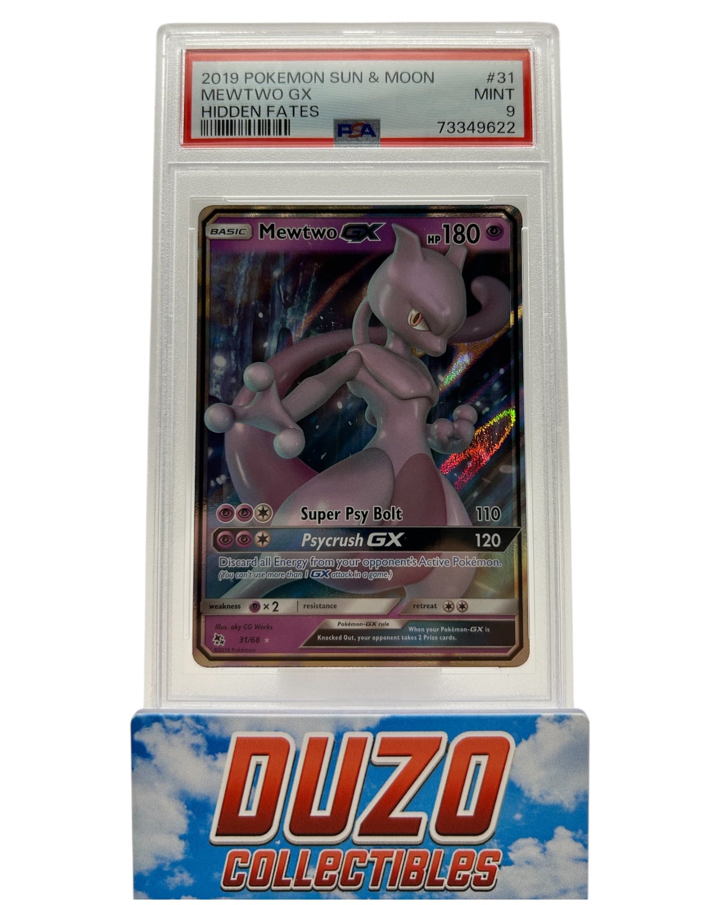 Mewtwo GX Hidden Fates 2019 Pokemon Sun&Moon PSA9 31/68