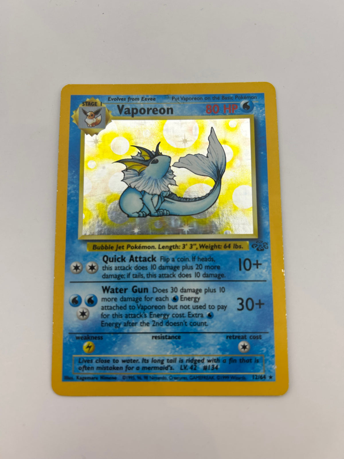Vaporeon Holo 1999 Pokemon Jungle No.12/64