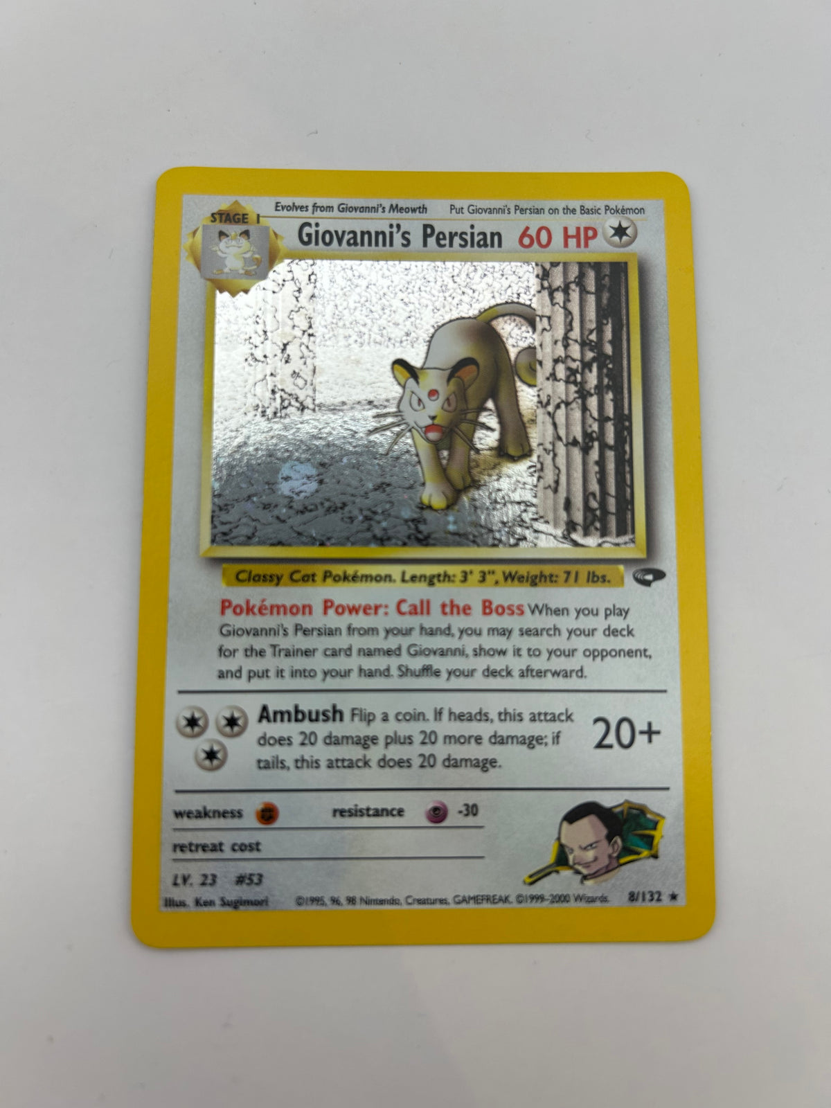 Giovanni's Persian Holo 2000 Pokemon Gym Challenge No.8/132