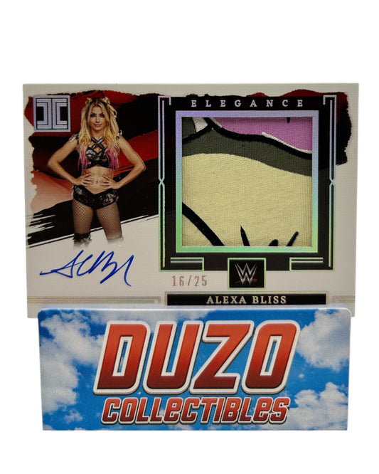 Alexa Bliss OnCard Auto Crazy Superstar-Worn Patch /25 2023 Panini Impeccable No.JM-ABS