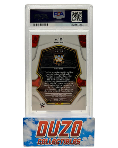 The Rock Dwayne Johnson Tie-Dye /25 2023 Panini Select WWE PSA 9 #122