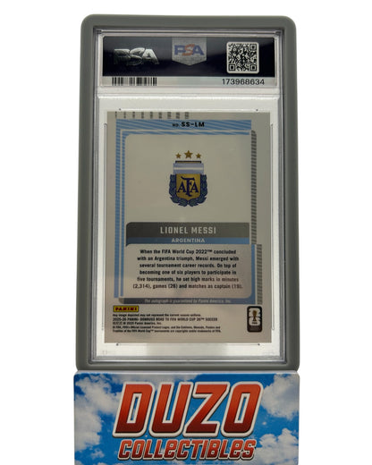 Lionel Messi Auto 2025-26 Panini Donruss Road to World Cup Signature Series No.LM PSA 9 Auto 10